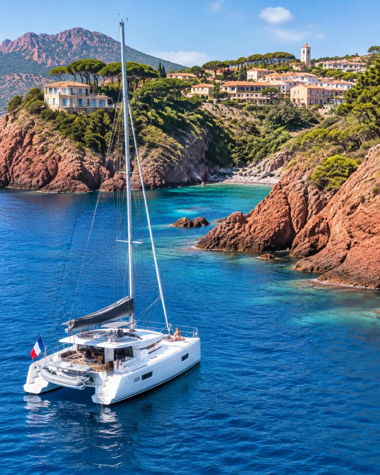 Location catamaran Illustration IA — Côte d’Azur