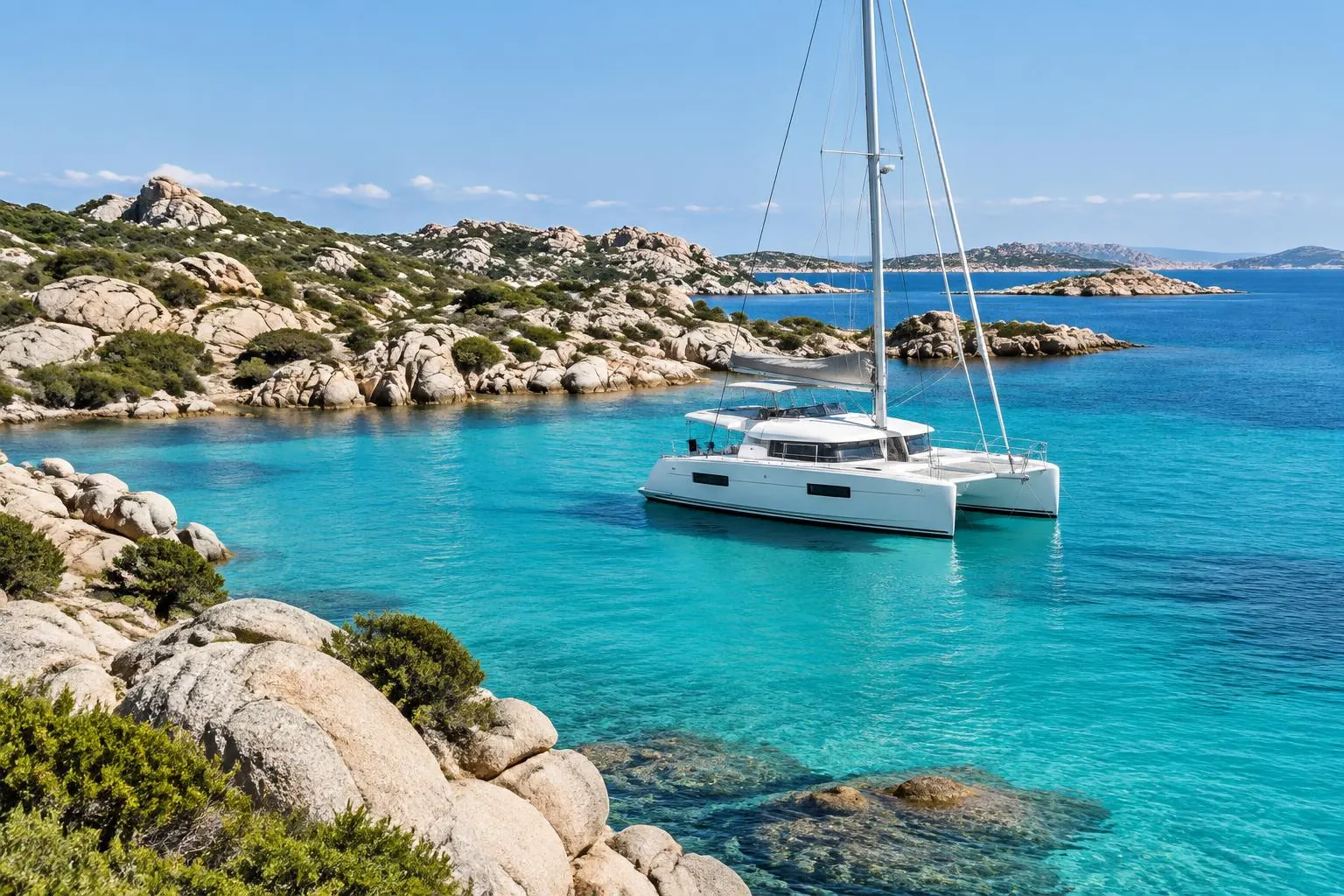 Location catamaran Illustration IA — Sardaigne