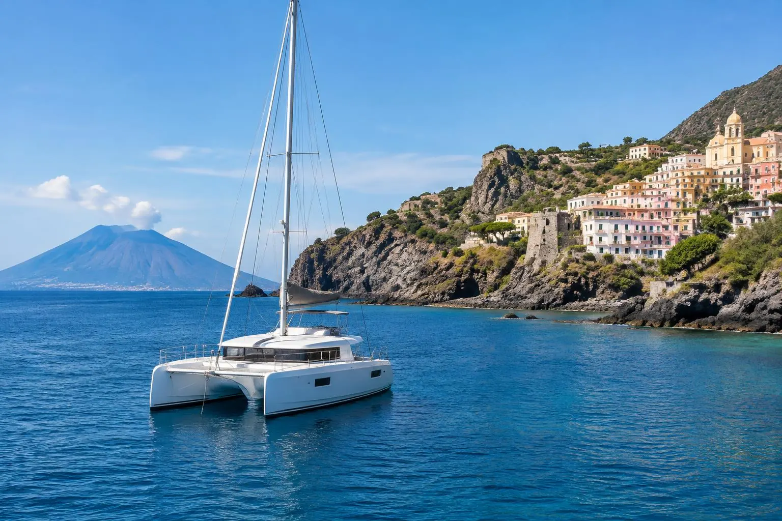 Location catamaran Illustration IA — Sicile